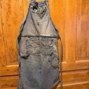 Handmade Upcycled Denim Jean Bib Apron
 with Pockets